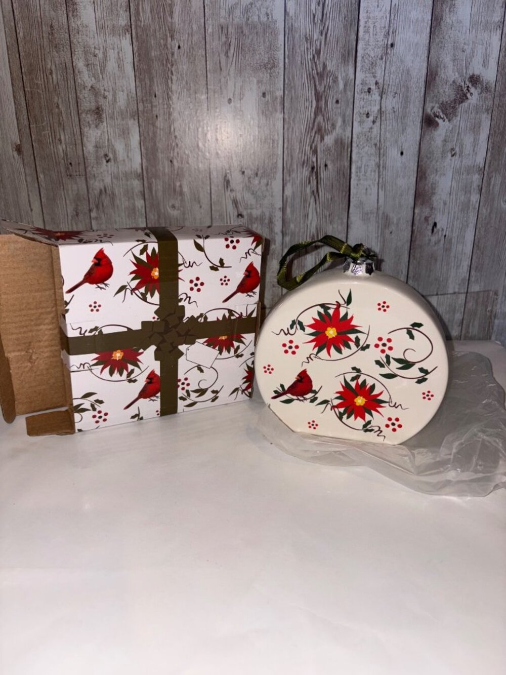 Temptations by Tara Cardinal Ornament Christmas Eve Munch Recipe Ceramic Gift